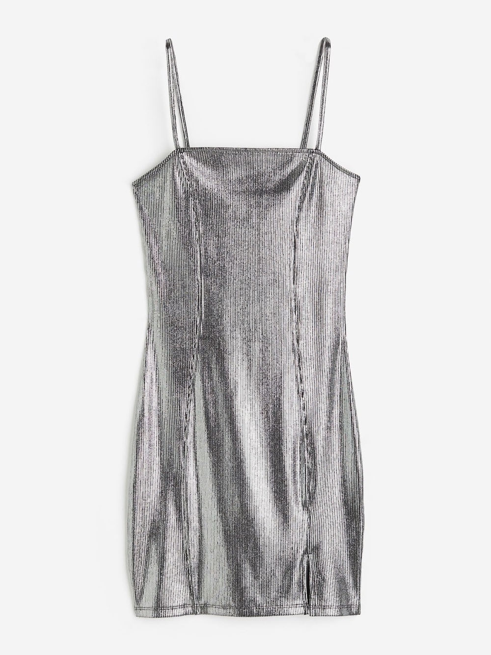 H&M Metallic Silver Mini Slip Dress